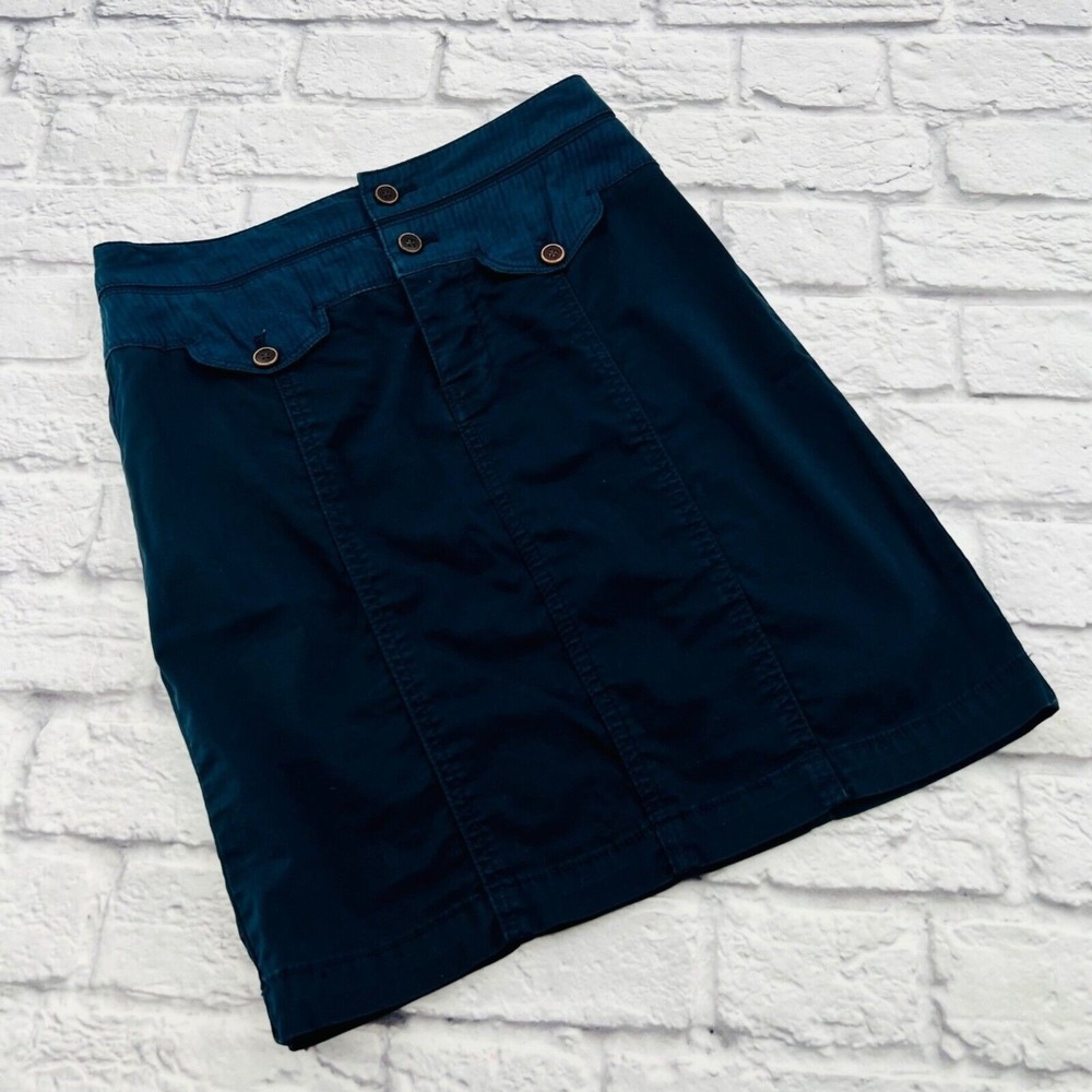 Hei Hei Anthropologie Teal Blue Utility Mini Skirt 0 Cotton Blend Cinch Back